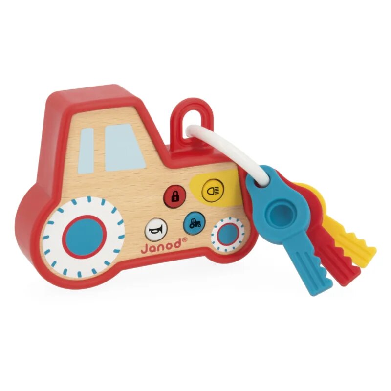 Janod Sound and Light Tractor Keychain jucărie cu activități din lemn 18m+ 1 buc