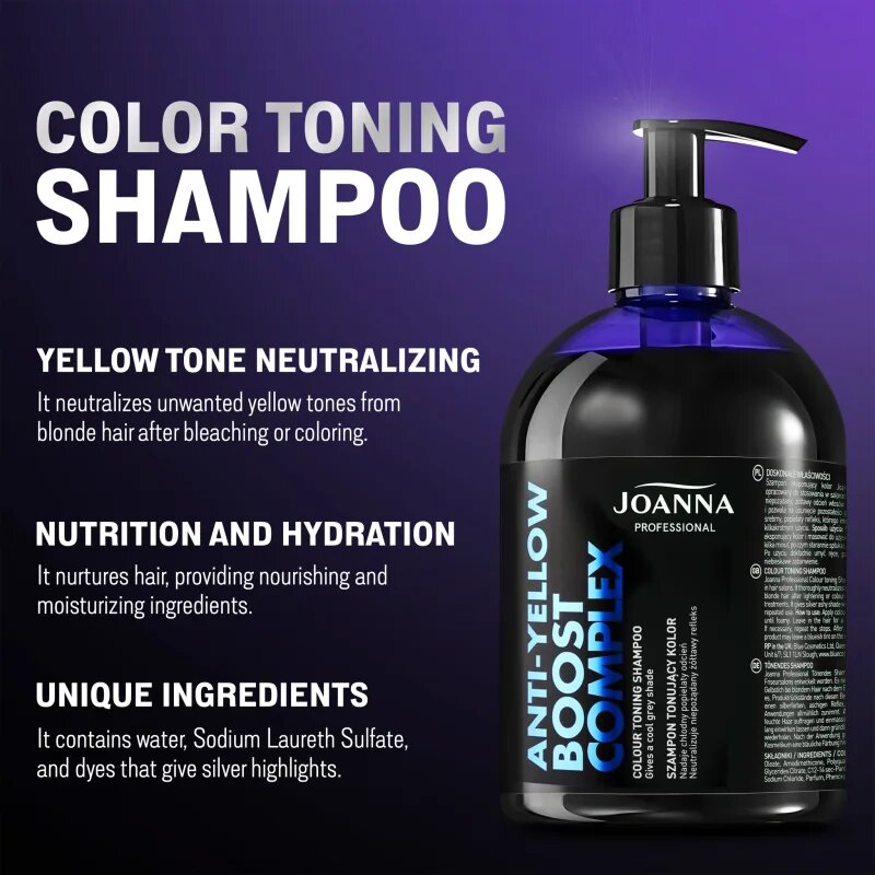 Joanna Professional Color Boost Complex sampon revitalizant pentru părul blond şi gri 500 g