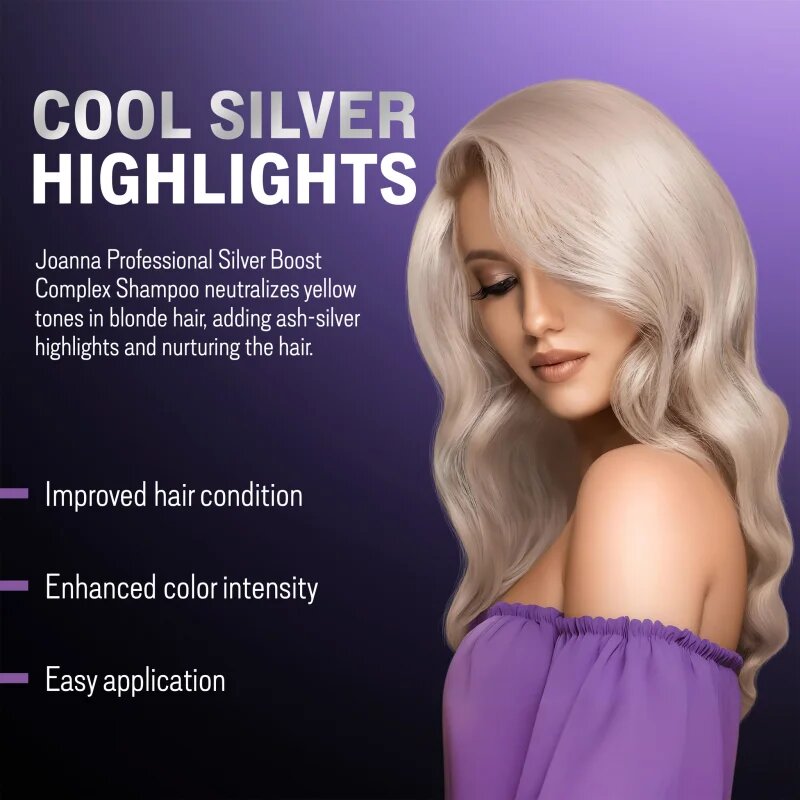Joanna Silver Boost Complex sampon violet neutralizeaza tonurile de galben 500 g