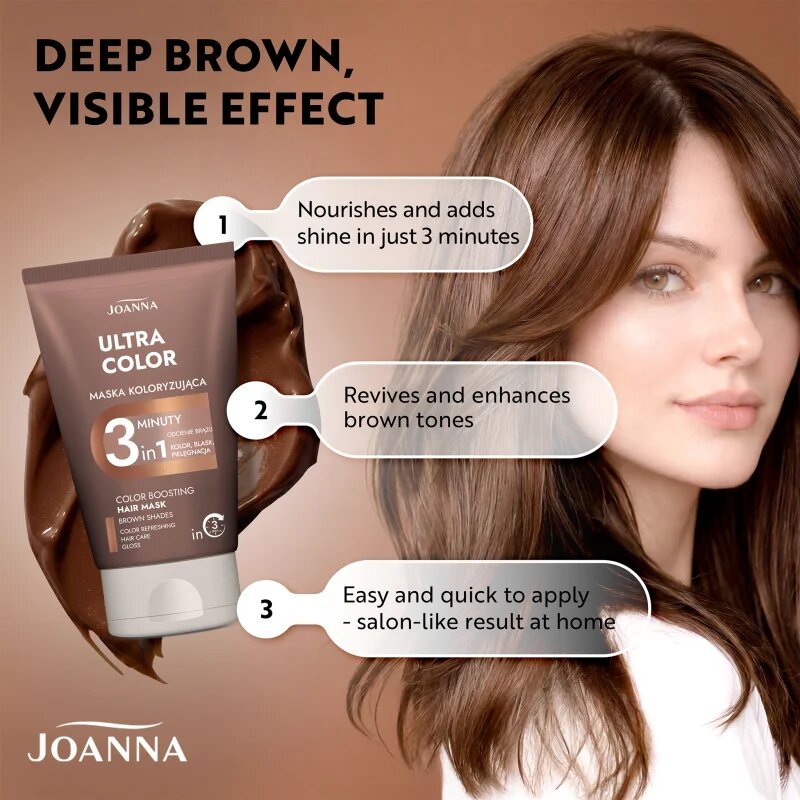 Joanna Ultra Color Brown Shades 3 Minutes Masca de par pentru nuante de par castaniu 100 g