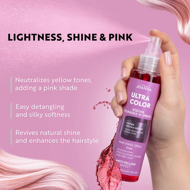 Joanna Ultra Color Hair Rinse Pink Spray spray tonifiant culoare Pink 150 ml