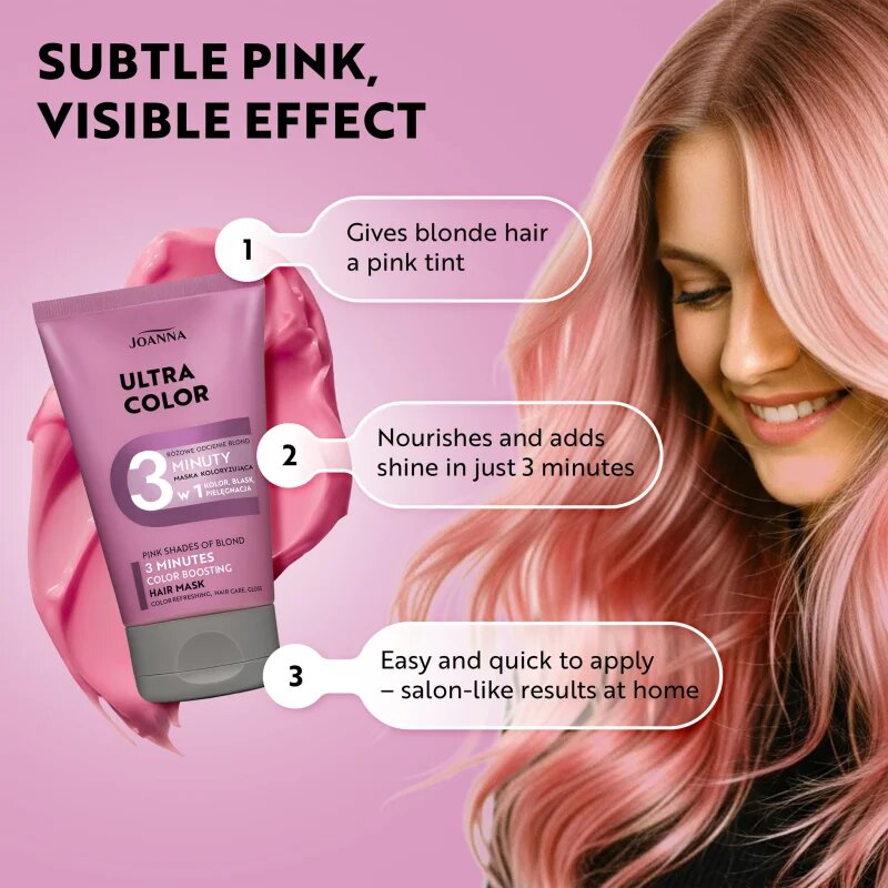 Joanna Ultra Color Pink Shades 3 Minutes balsam nuanțator culoare Pink 100 ml