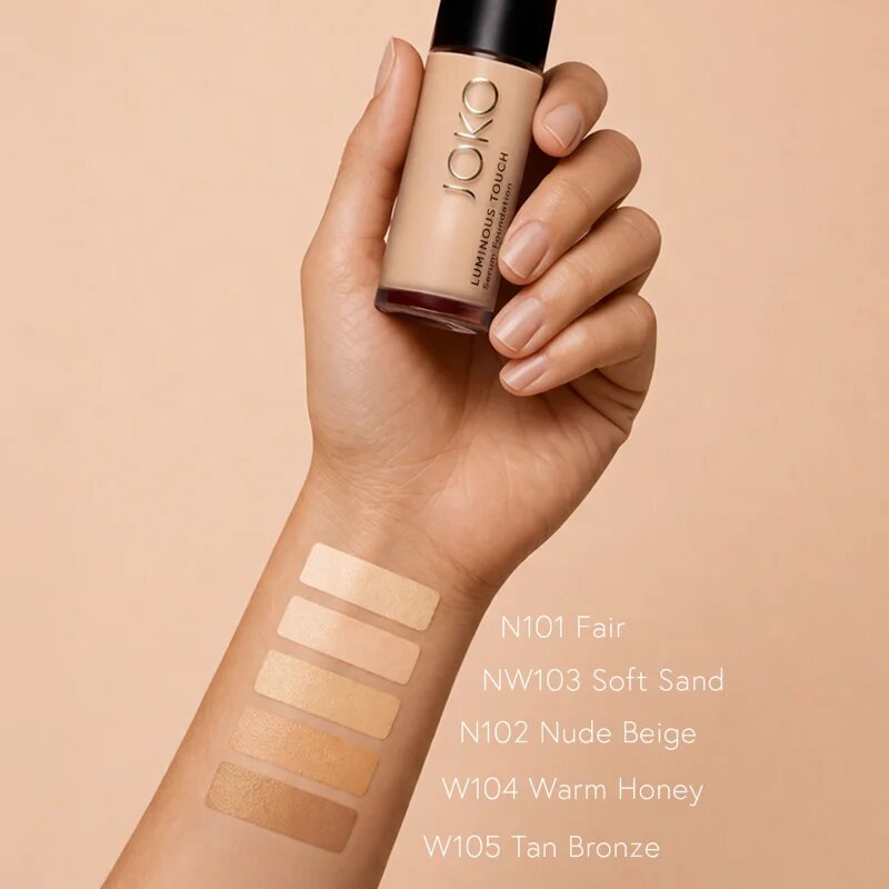 JOKO Luminous Touch make-up cu textura usoara pentru uniformizarea culorii pielii culoare 103 Soft Sand 30 ml