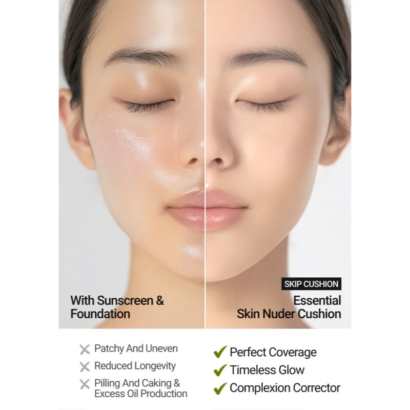 JUNG SAEM MOOL Essential Skin Nuder Cushion make-up pentru luminozitate rezervă culoare Pink Light 14 g