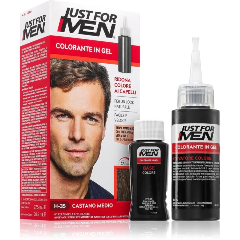 Just for Men Color Kit vopsea de par tonifianta pentru barbati culoare H-35 Medium Brown 1 buc