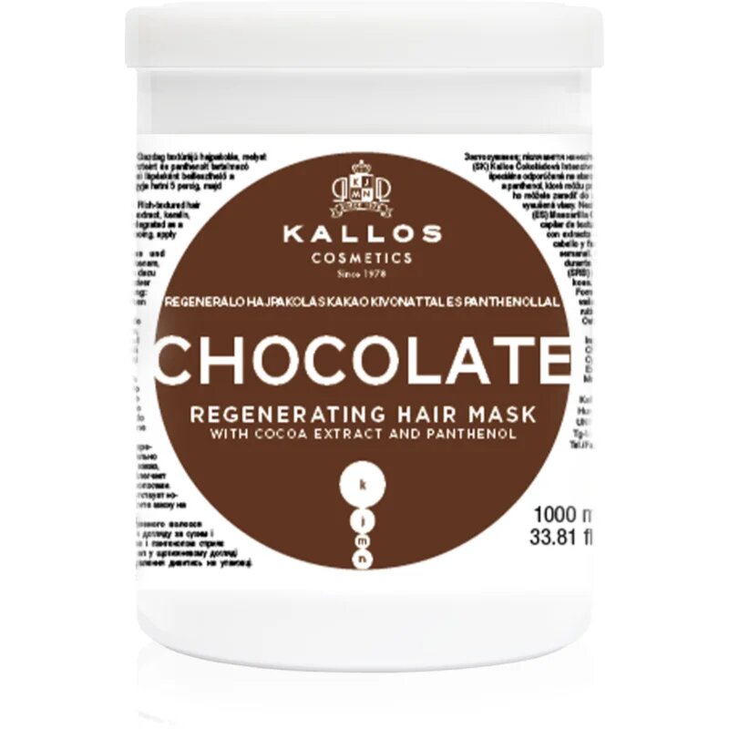 Kallos Classic Chocolate masca pentru regenerare pentru păr uscat și deteriorat 1000 ml