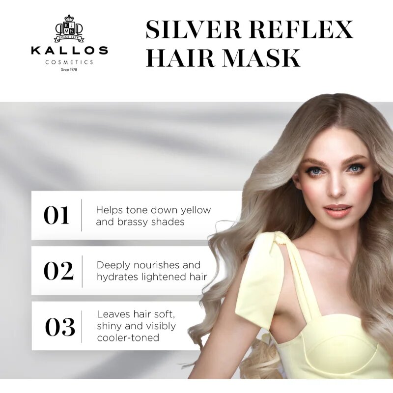 Kallos Coloring Hair Mask Silver Reflex Masca de par neutralizeaza tonurile de galben 275 ml