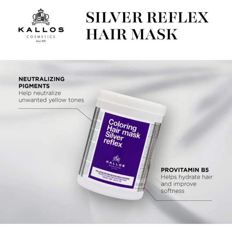 Kallos Coloring Hair Mask Silver Reflex Masca de par neutralizeaza tonurile de galben 275 ml