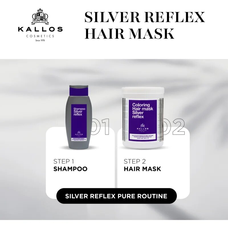 Kallos Coloring Hair Mask Silver Reflex Masca de par neutralizeaza tonurile de galben 275 ml