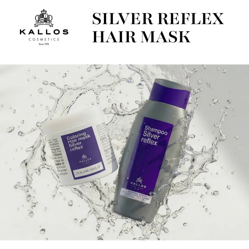 Kallos Coloring Hair Mask Silver Reflex Masca de par neutralizeaza tonurile de galben 275 ml