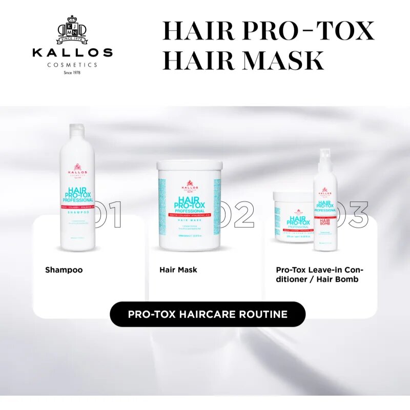 Kallos Hair Pro-Tox Masca pentru par deteriorat cu ulei de cocos acid hialuronic si colagen 275 ml
