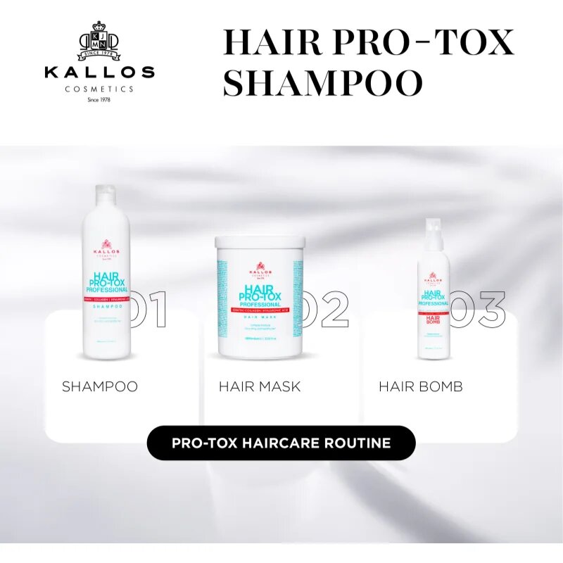 Kallos Hair Pro-Tox sampon cu keratina pentru păr uscat și deteriorat 500 ml