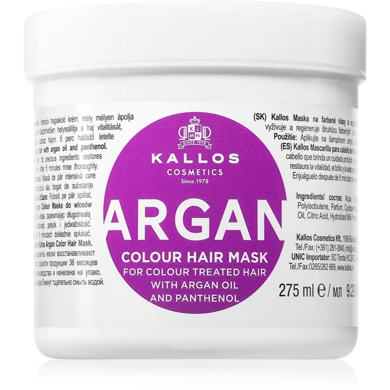 Kallos KJMN Professional Argan Masca de par pentru păr vopsit 275 ml