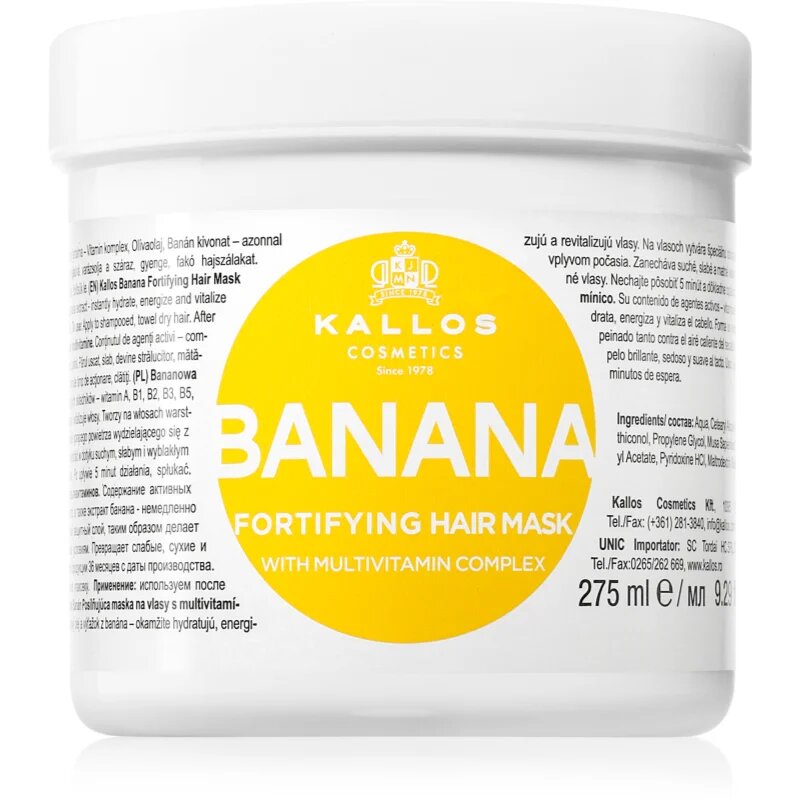 Kallos KJMN Professional Banana mască fortifiantă cu complex de multivitamine 275 ml