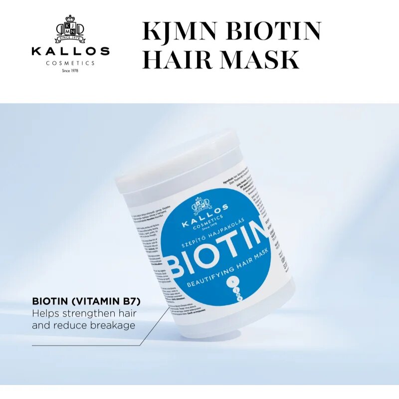 Kallos KJMN Professional Biotin Mască pentru păr subțire slab și fragil 1000 ml