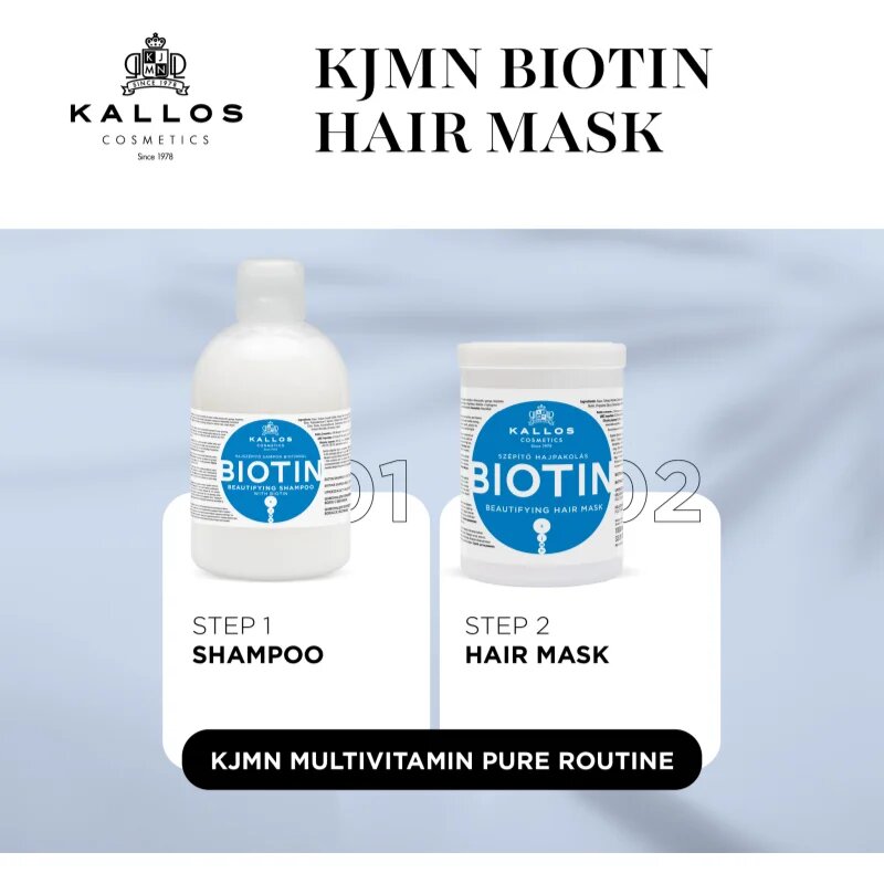 Kallos KJMN Professional Biotin Mască pentru păr subțire slab și fragil 1000 ml