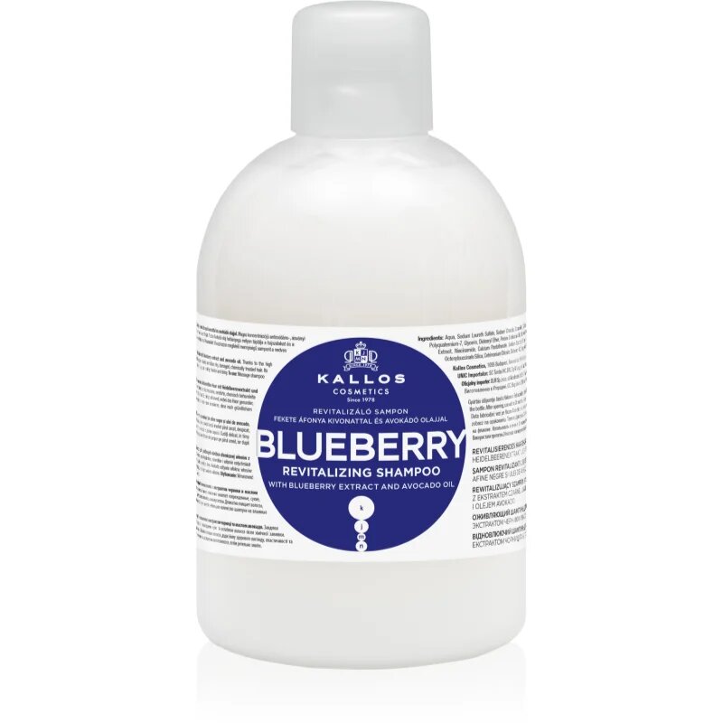 Kallos KJMN Professional Blueberry șampon regenerator pentru par uscat deteriorat si tratat chimic 1000 ml