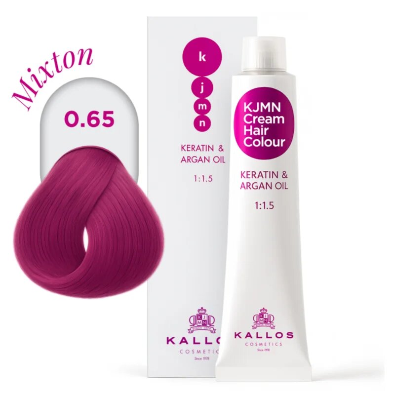 Kallos KJMN Professional Cream Hair Colour Keratin & Argan Oil culoare par cu keratina si ulei de argan culoare 0.65 Pink 100 ml