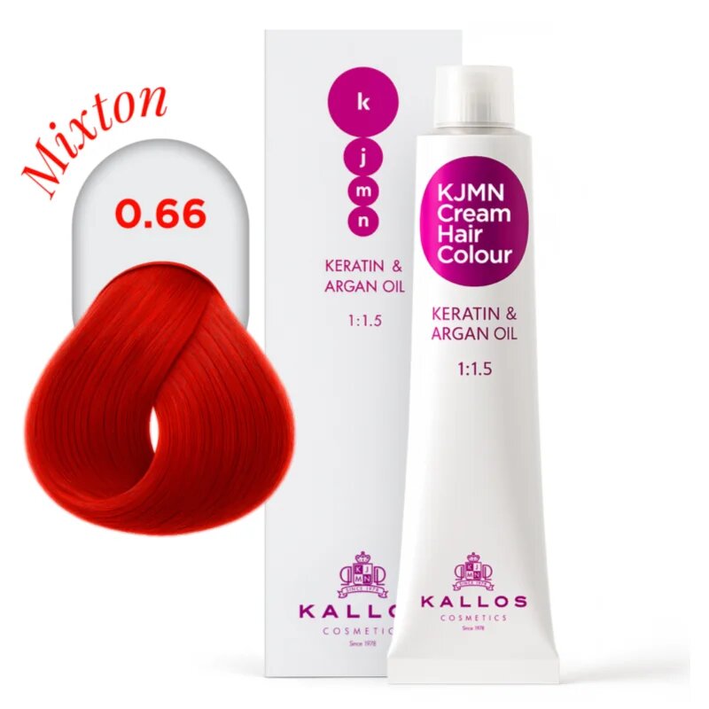Kallos KJMN Professional Cream Hair Colour Keratin & Argan Oil culoare par cu keratina si ulei de argan culoare 0.66 Red 100 ml