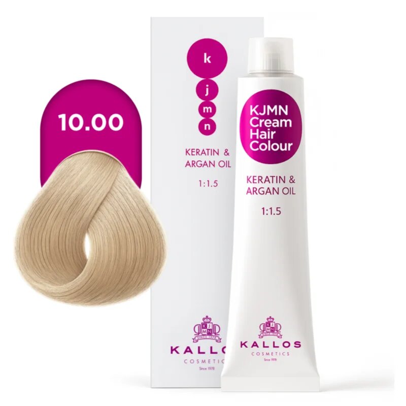 Kallos KJMN Professional Cream Hair Colour Keratin & Argan Oil culoare par cu keratina si ulei de argan culoare 10.00 Platinum Blonde 100 ml