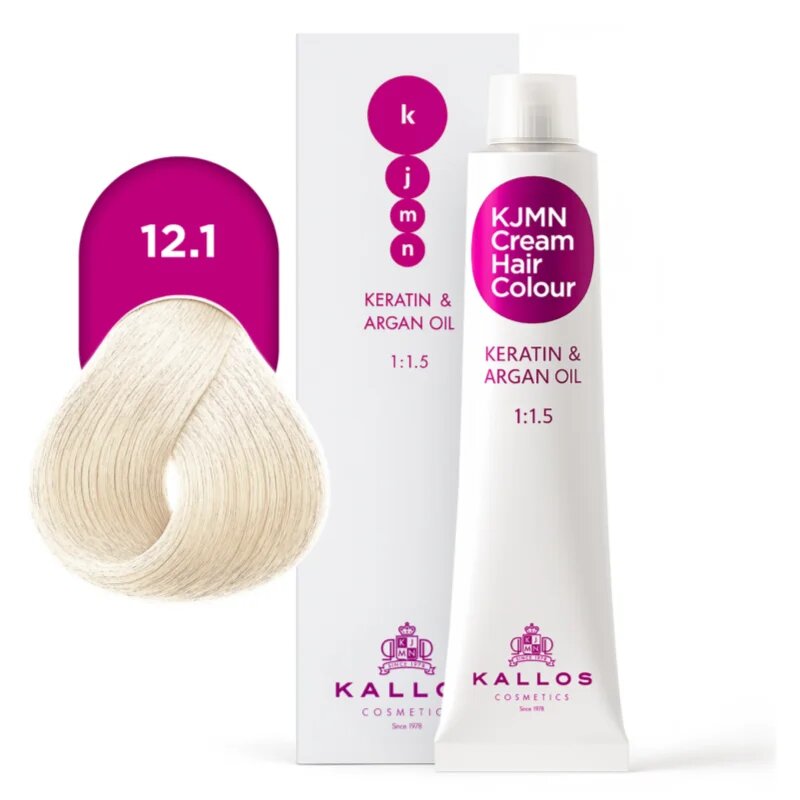 Kallos KJMN Professional Cream Hair Colour Keratin & Argan Oil culoare par cu keratina si ulei de argan culoare 12.1 Special Ultra Blonde 100 ml