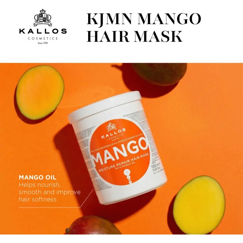 Kallos KJMN Professional Mango mască fortifiantă cu ulei de mango 1000 ml