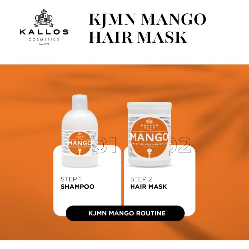 Kallos KJMN Professional Mango mască fortifiantă cu ulei de mango 1000 ml