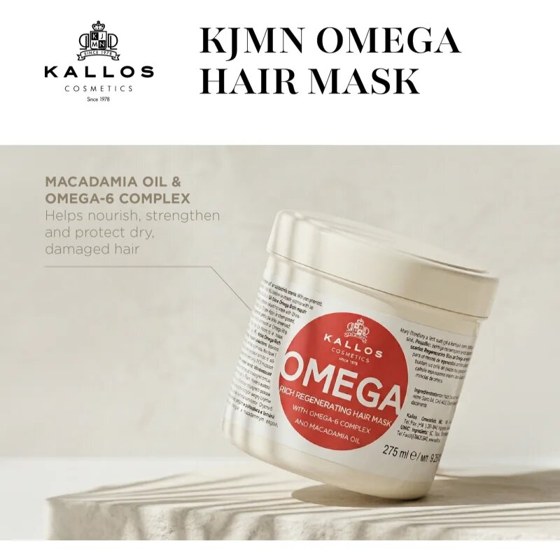 Kallos KJMN Professional Omega masca de par hranitoare cu ulei de macadamia si complex omega 6 1000 ml