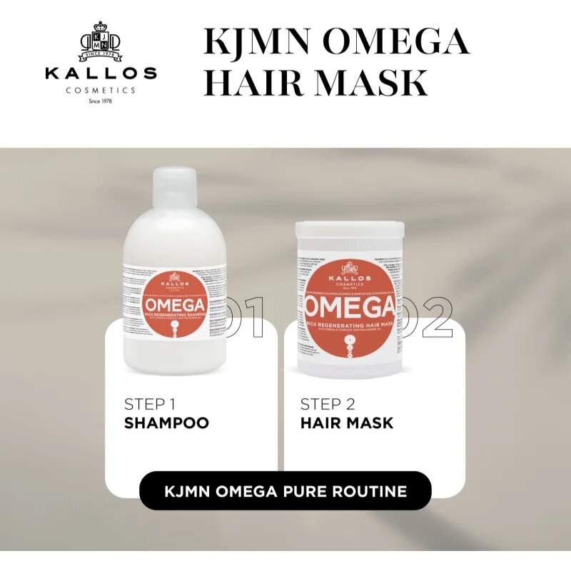 Kallos KJMN Professional Omega masca de par hranitoare cu ulei de macadamia si complex omega 6 1000 ml