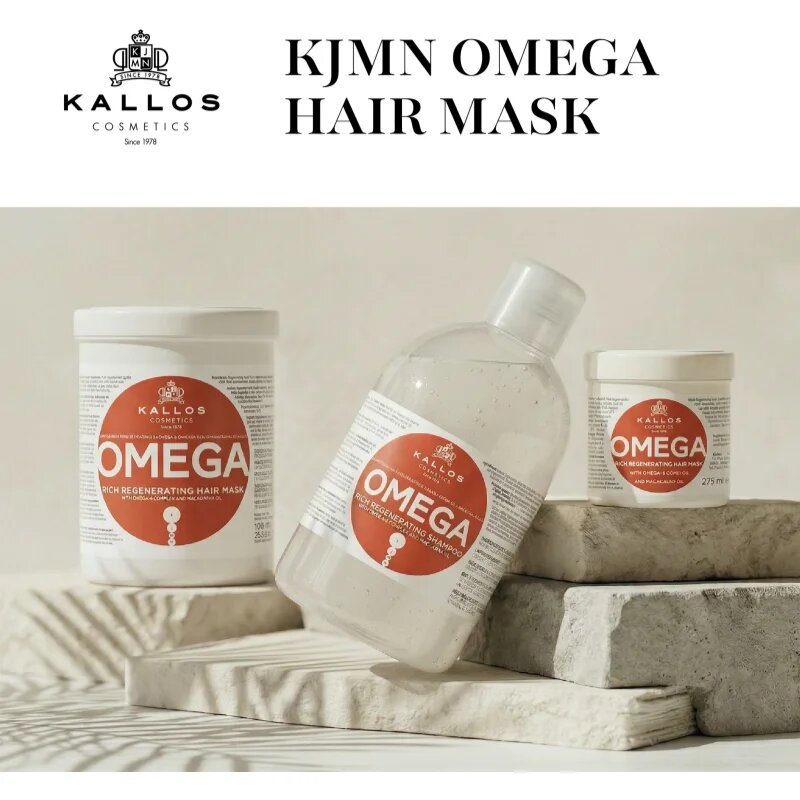 Kallos KJMN Professional Omega masca de par hranitoare cu ulei de macadamia si complex omega 6 1000 ml