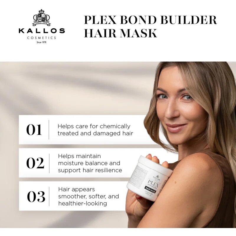 Kallos Plex Hair Mask masca pentru regenerare pentru par degradat sau tratat chimic 500 ml