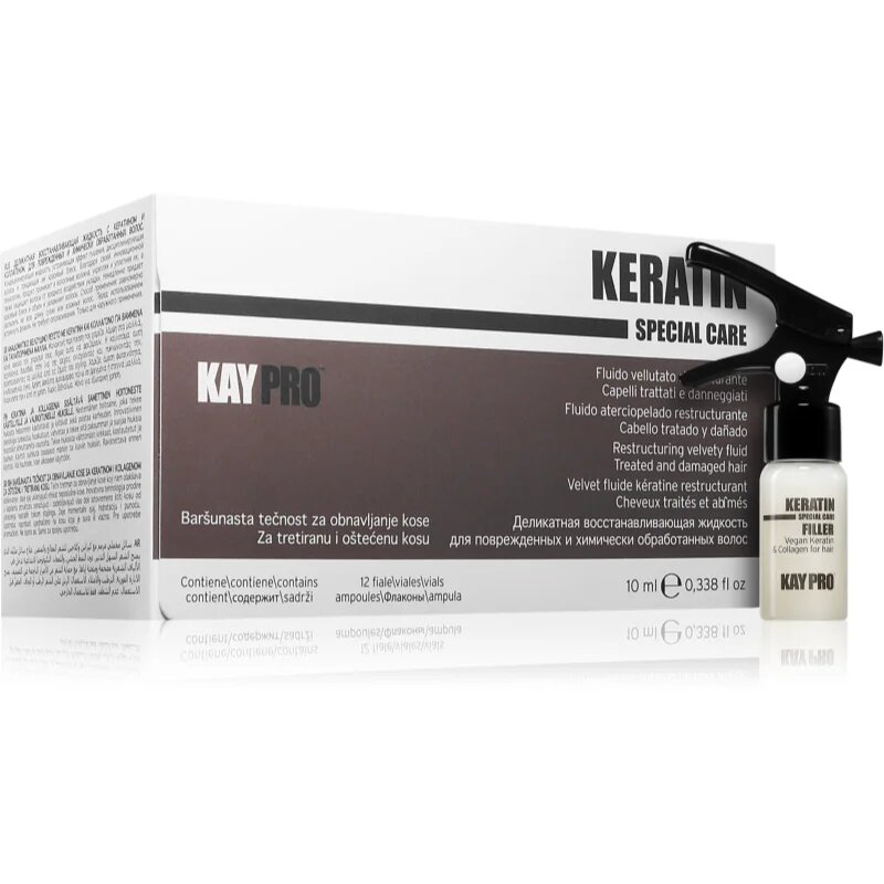 Kaypro Keratin Filler fluid pentru par deteriorat pentru uz profesonial 12x10 ml