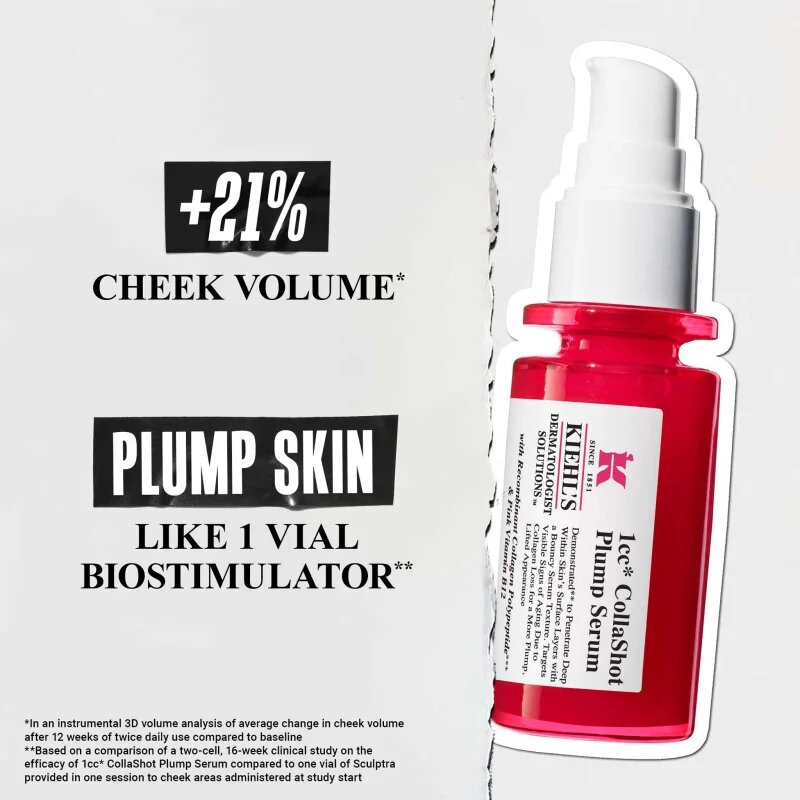 Kiehl's CollaShot Plump Serum ser cu colagen pentru umplerea și regenerarea tenului pentru femei 30 ml