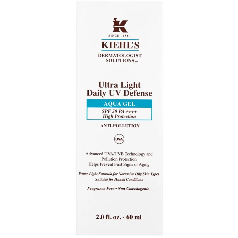 Kiehl's Dermatologist Solutions Ultra Light Daily UV Defense Aqua Gel SPF 50 PA++++ lichid protector ultra ușor pentru toate tipurile de ten inclusiv