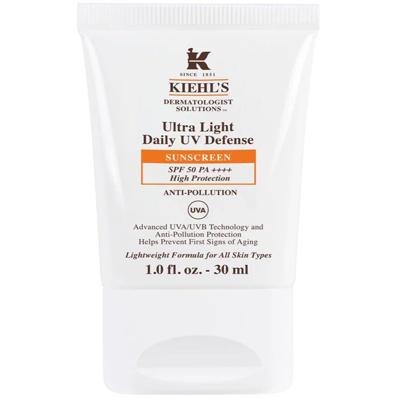 Kiehl's Ultra Light Daily UV Defense lichid protector ultra ușor pentru toate tipurile de ten inclusiv piele sensibila SPF 50+ 30 ml