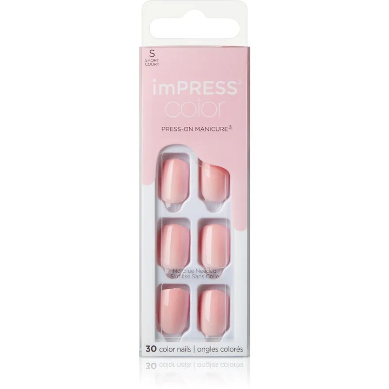 KISS imPRESS Color Short unghii artificiale autoadeziv Pick Me Pink 30 buc