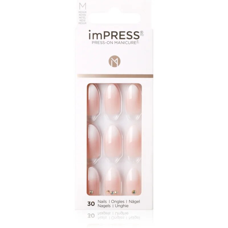 KISS imPRESS Medium unghii artificiale autoadeziv Awestruck 30 buc