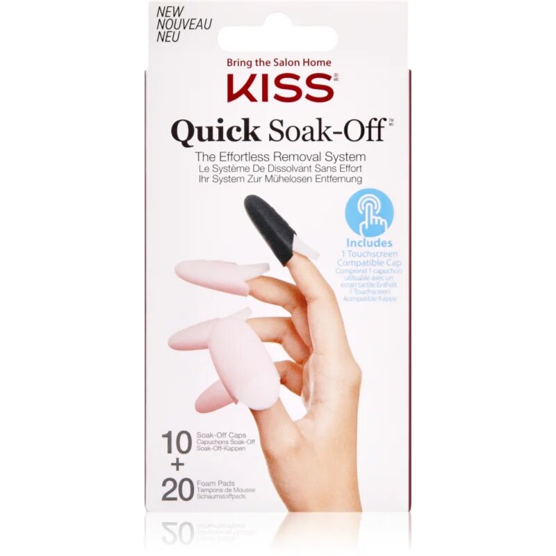 KISS Quick Soak-Off Remover Caps set pentru unghii 30 buc