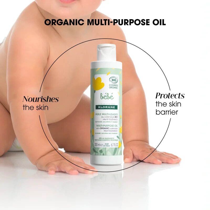 Klorane Bébé Multi-Purpose Oil Ulei de corp hranitor pentru pielea bebelusului 200 ml