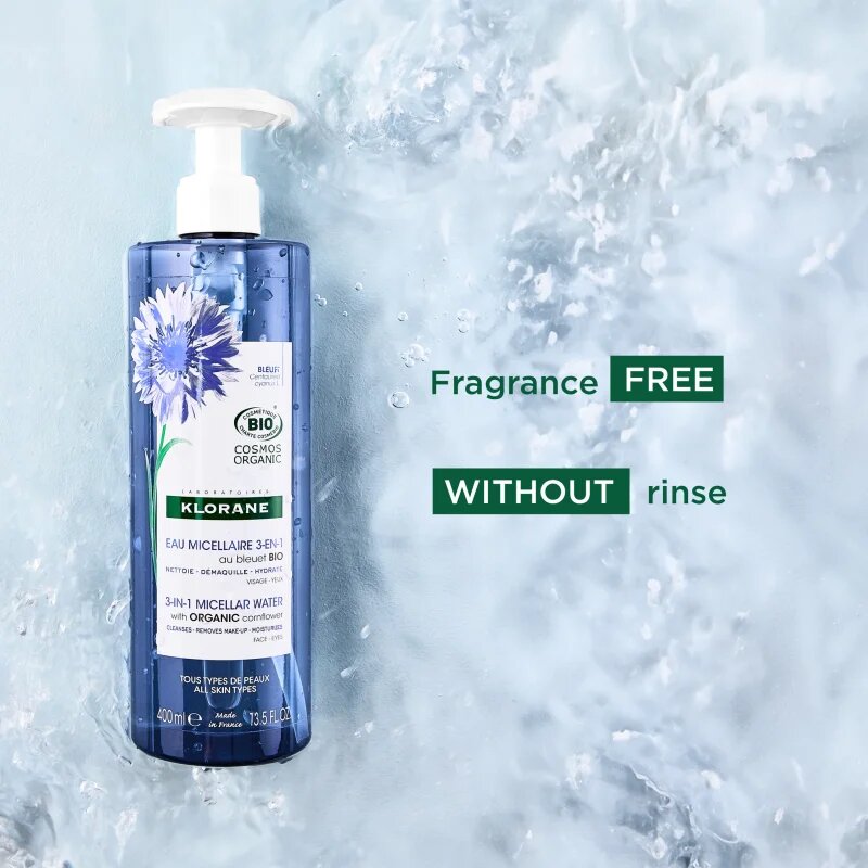 Klorane Cornflower apă micelară 3 în 1 400 ml