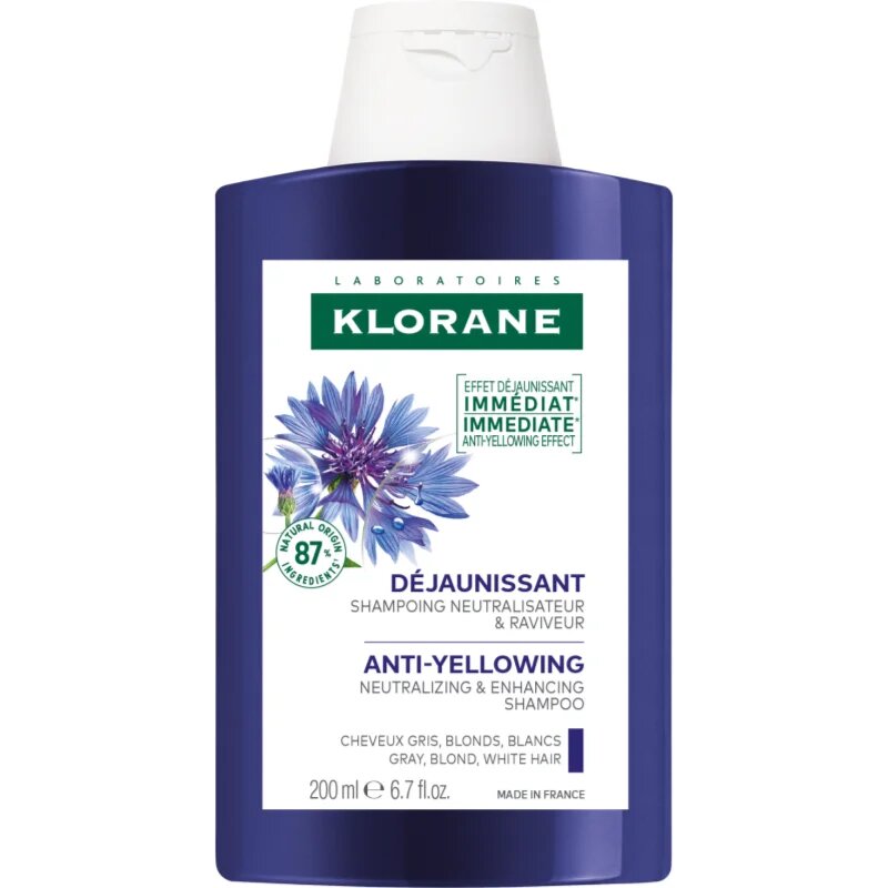 Klorane Cornflower Organic șampon neutralizeaza tonurile de galben 200 ml