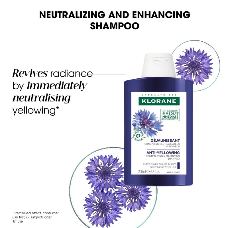 Klorane Cornflower Organic șampon neutralizeaza tonurile de galben 200 ml