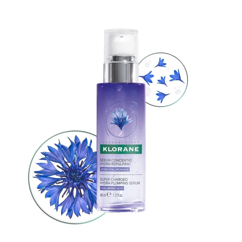 Klorane Cornflower Super-Charged Hydra-Plumping Serum ser activ cu efect de iluminare 40 ml