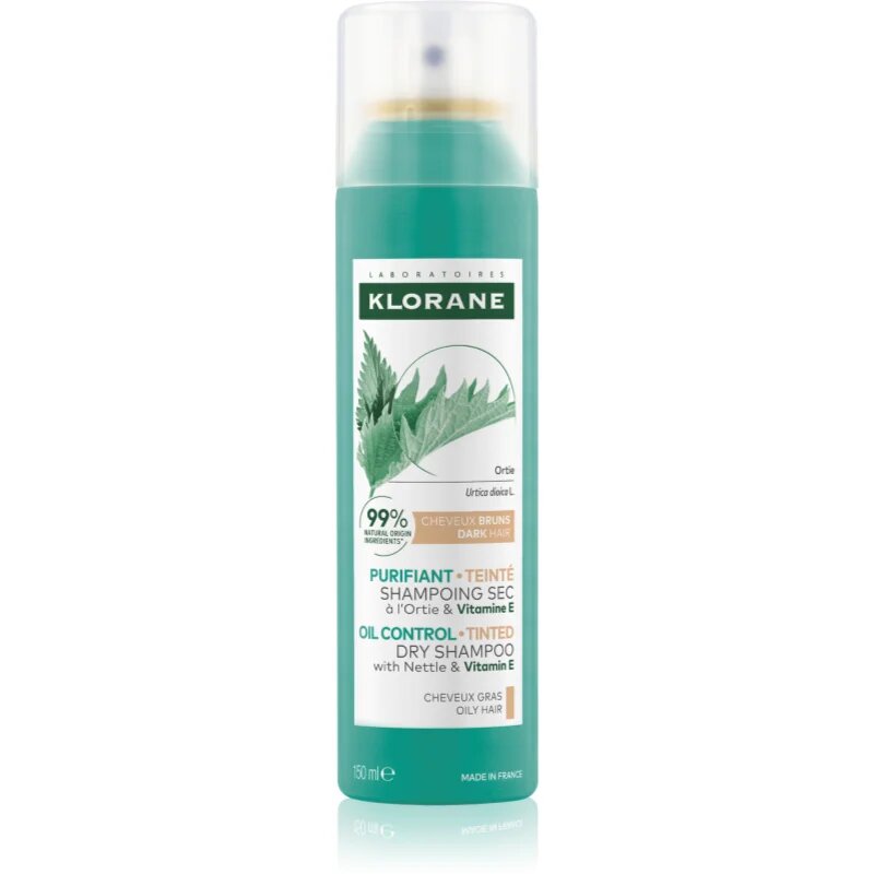 Klorane Nettle șampon uscat pentru păr gras și închis la culoare 150 ml