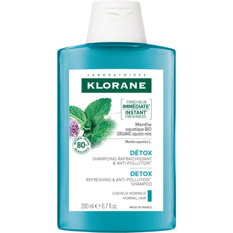 Klorane Organic Mint șampon detoxifiant pentru curățare pentru par normal 200 ml
