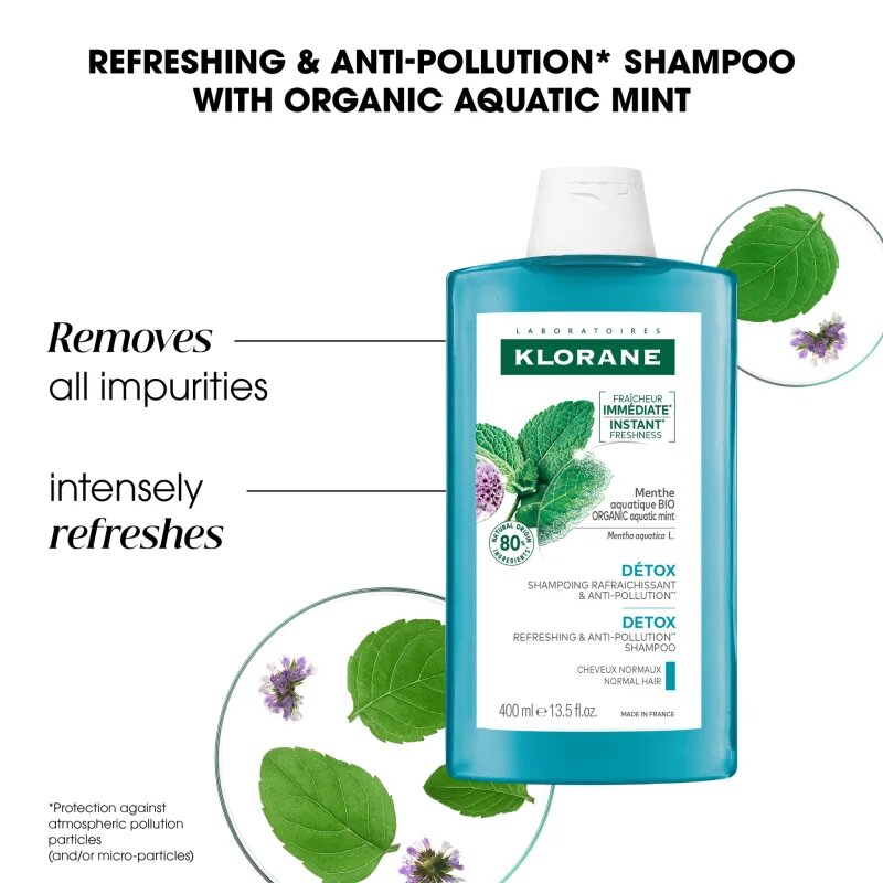 Klorane Organic Mint șampon detoxifiant pentru curățare pentru par normal 200 ml