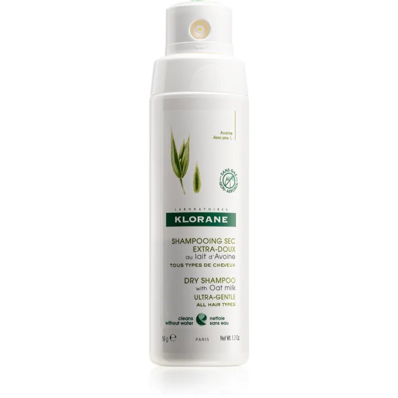 Klorane ULTRA-GENTLE Dry Shampoo with Oat Milk șampon uscat fara aerosoli pentru toate tipurile de par 50 g