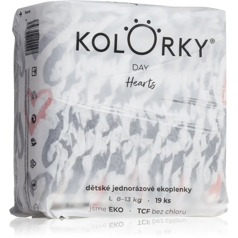 Kolorky Day Hearts scutece ECO de unică folosință 19 buc