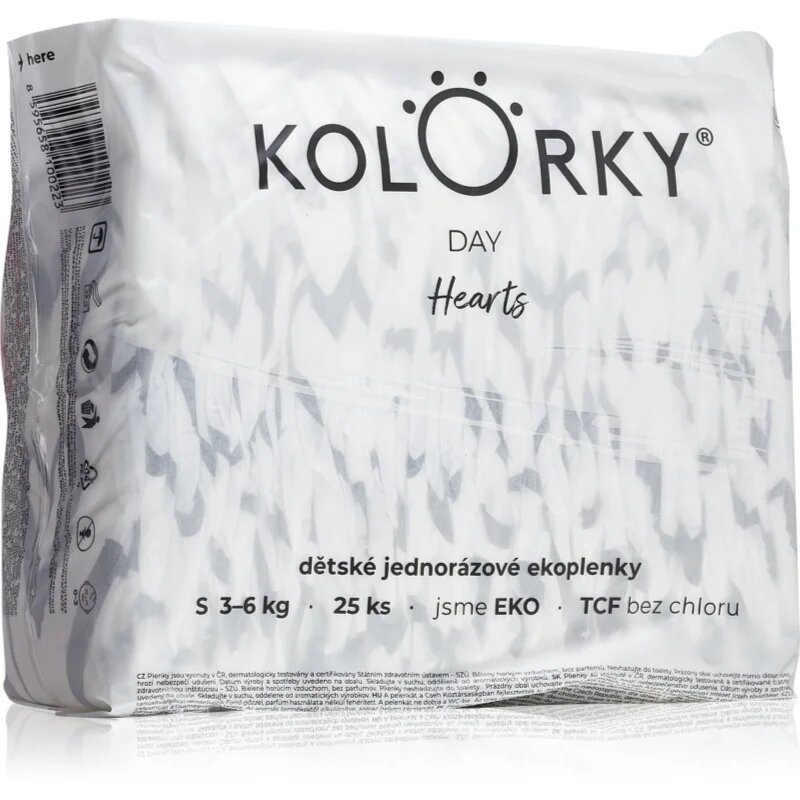 Kolorky Day Hearts scutece ECO de unică folosință marimea S 3-6 Kg 25 buc