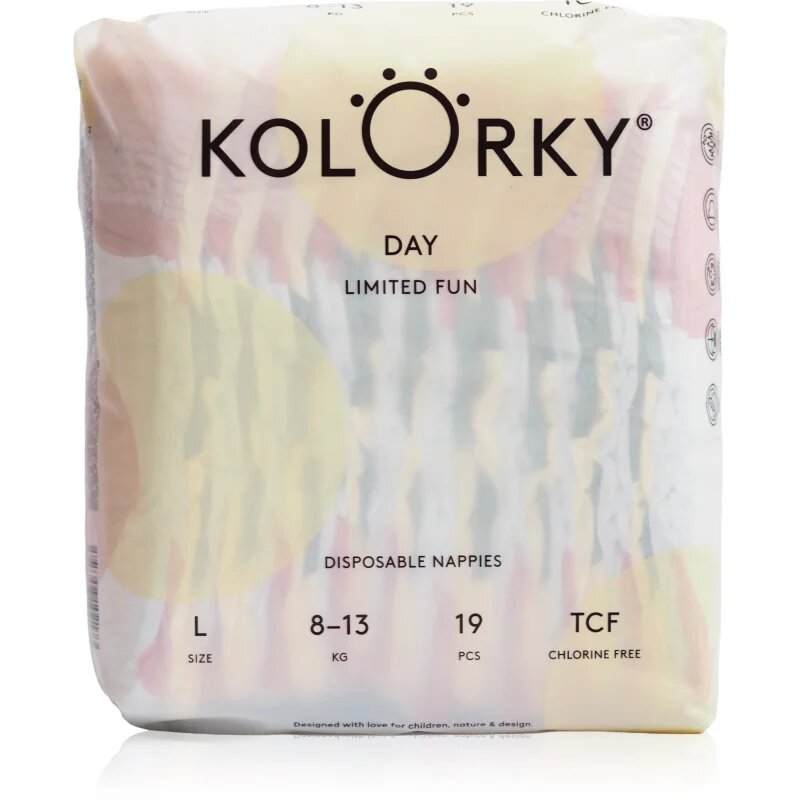 Kolorky Day Limited Fun scutece de unică folosință mărime L 8-13 kg 19 buc
